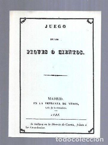 Libros: JUEGO DE LOS PIQUES O CIENTOS (FACSIMIL) - VARIOS - Foto 3