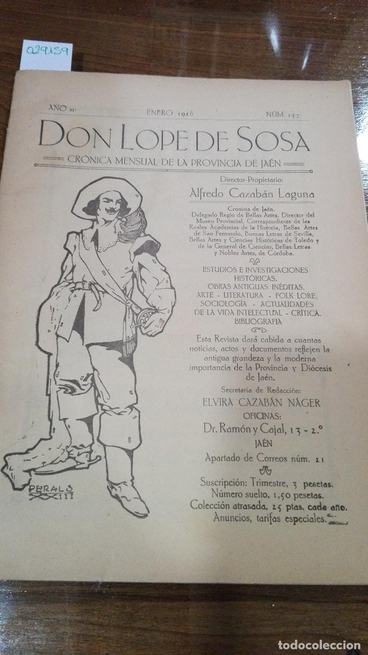 B&uuml;cher: DON LOPE DE SOSA CRONICA MENSUAL DE LA PROVINCIA DE JAEN -A&Ntilde;O XIV-ENERO 1926-N&ordm; 157 - Director-Propi
