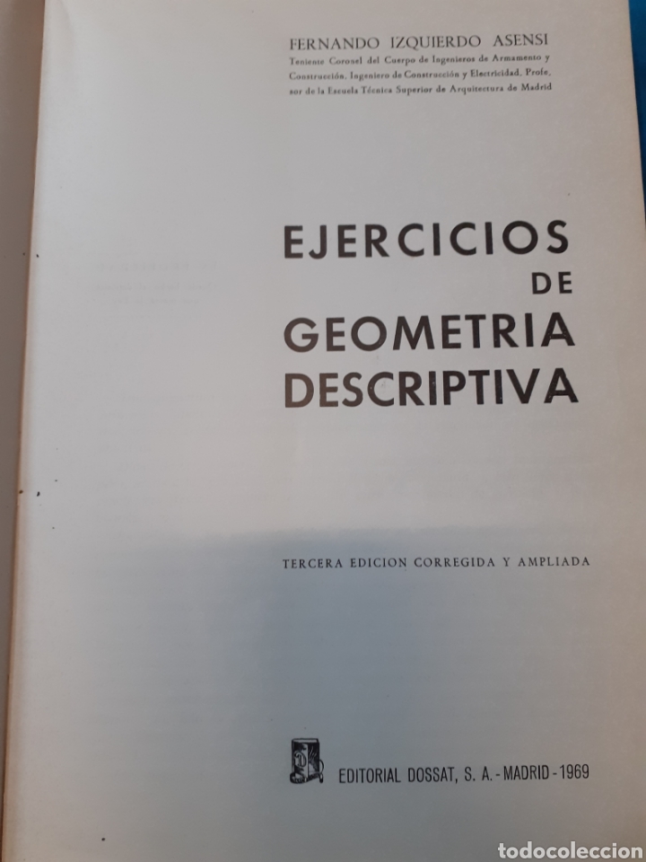 Libros: EJERCICIOS DE GEOMETRIA DESCRIPTIVA - IZQUIERDO ASENSI,F. - Foto 3