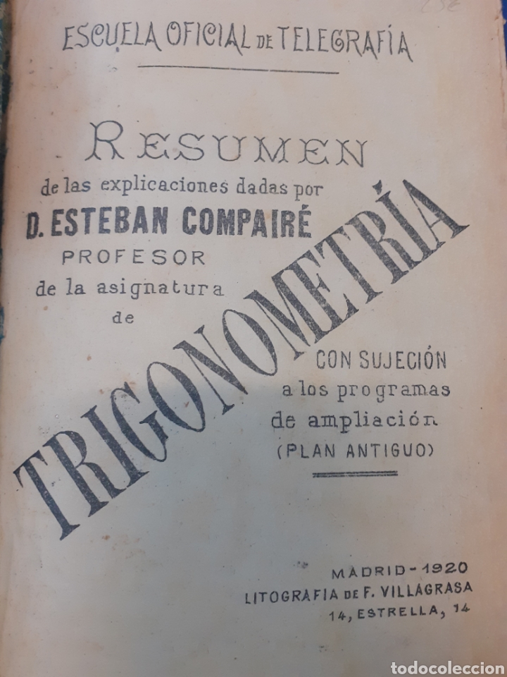 Libros: RESUMEN DE LAS EXPLICACIONES DE TRIGONOMETRIA CON SUJECION A LOS PROGRAMAS DE AMPLIACION. Matem&aacute;tica - Foto 5