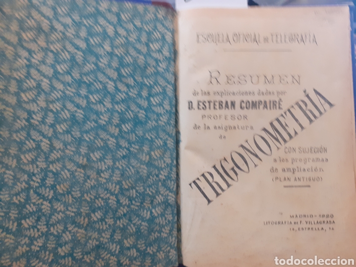 Libros: RESUMEN DE LAS EXPLICACIONES DE TRIGONOMETRIA CON SUJECION A LOS PROGRAMAS DE AMPLIACION. Matem&aacute;tica - Foto 1