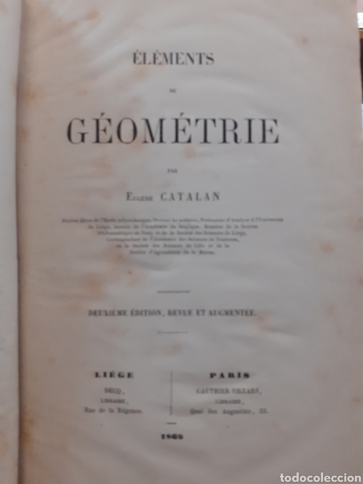 Libros: ELEMENTS DE GEOMETRIE. Matem&aacute;ticas . A&ntilde;o 1868 - CATALAN,Eugene - Foto 1