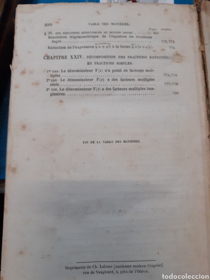Libros: LE&Ccedil;ONS D&acute;ALGEBRE. Matem&aacute;ticas. A&ntilde;o 1854 - CIRODDE,P.L. - Foto 6
