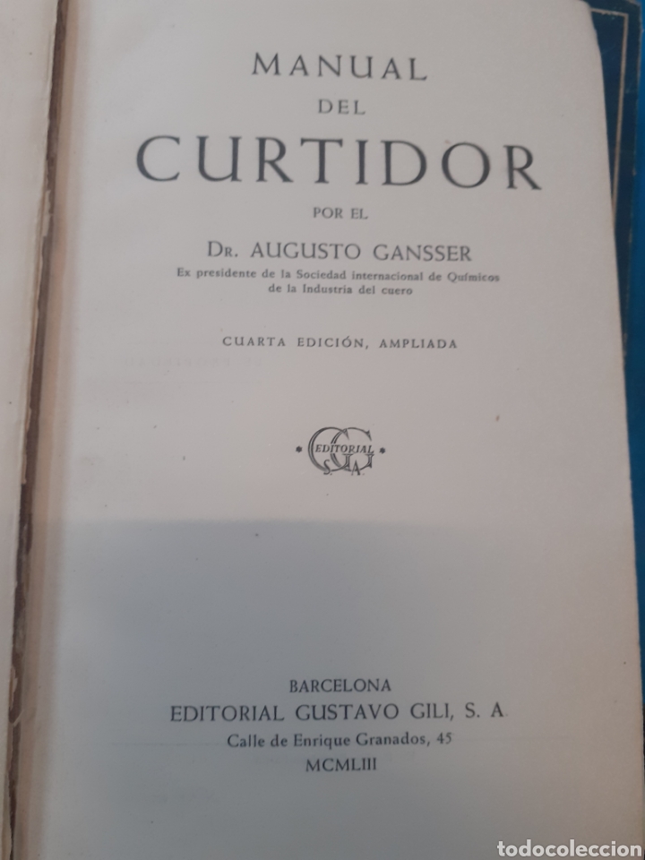 Libros: MANUAL DEL CURTIDOR - GANSSER,Augusto - Foto 1