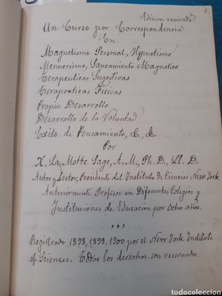 Livres: CURSO POR CORRESPONDENCIA DE MAGNETISMO PERSONAL, HIPNOTISMO, HESMERISMO, SANEAMIENTO MAGNETICO, TER