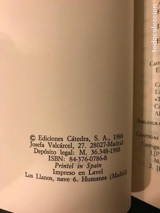 Libros: Cantigas. Alfonso X El Sabio. C&aacute;tedra Letras Hisp&aacute;nicas. - Foto 3