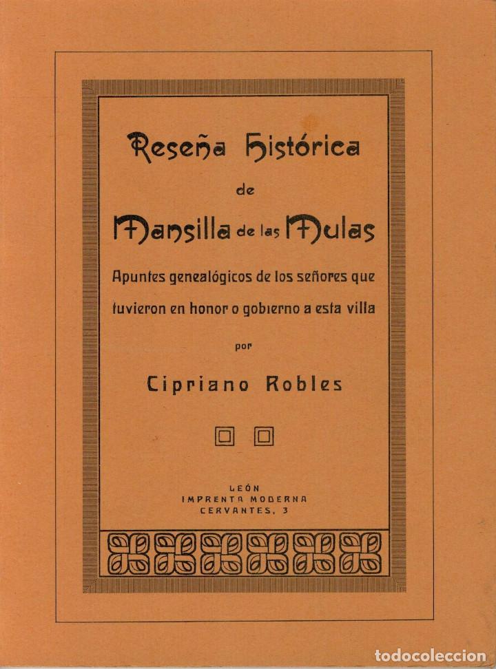 Libros: Rese&ntilde;a hist&oacute;rica de Mansillas de las Mulas. CIPRIANO ROBLES - Foto 1