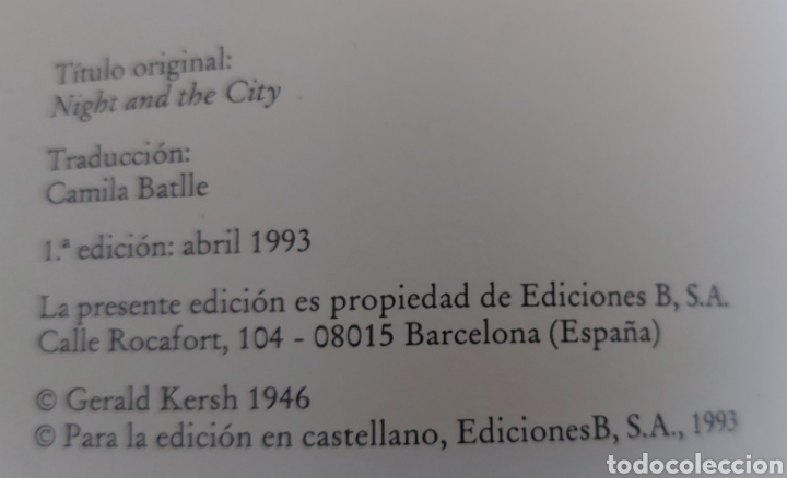 Libros: Libro La Noche y la Ciudad -1&deg; Edicion- (Lote A) - Foto 4