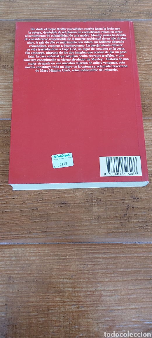 Libros: Libro Acu&eacute;rdate de m&iacute; -Mary Higgins Clark- (Lote A) - Foto 2