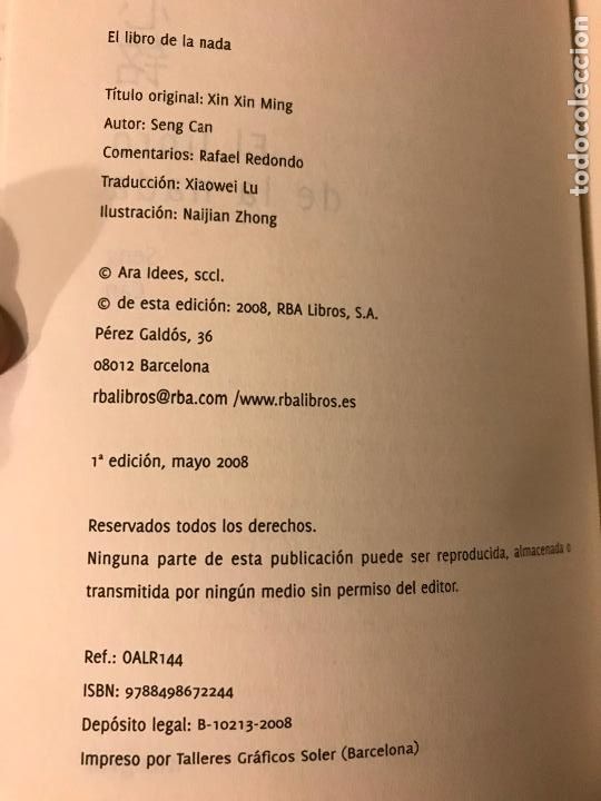 Libros: El libro de la nada. Seng Can. - Foto 3