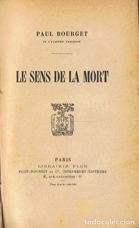 Libros: LE SENS DE LA MORT. - Bourget. Paul, - Foto 1