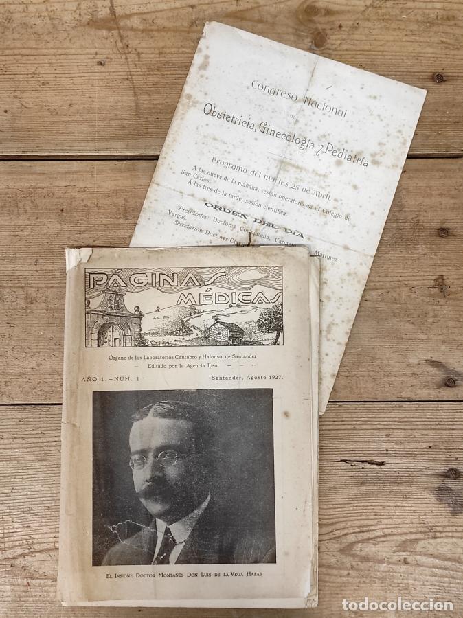 Livres: P&Aacute;GINAS M&Eacute;DICAS. A&ntilde;o 1, N&ordm;1. Agosto 1927. &Oacute;rgano de los Laboratorios C&aacute;ntabro y Halonso de Santander