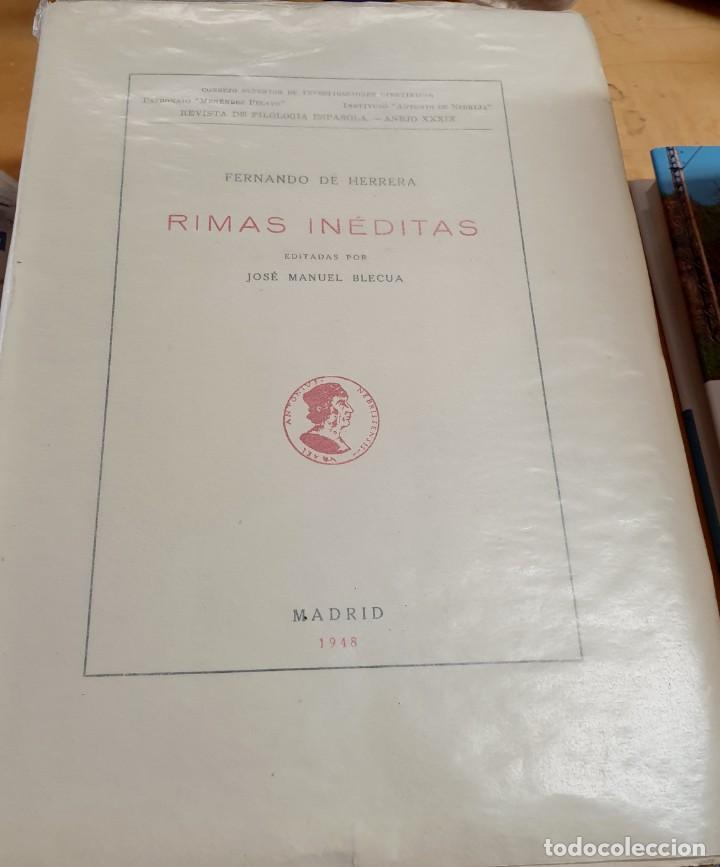 Libros: Rimas in&eacute;ditas - HERRERA, FERNANDO DE - Foto 1
