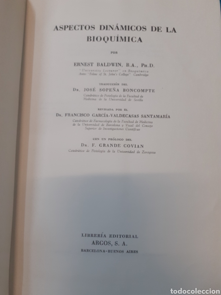 Libros: ASPECTOS DINAMICOS DE LA BIOQUIMICA - BALDWIN,Ernest - Foto 5