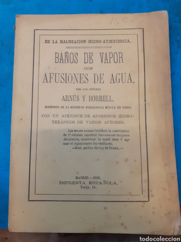 Livros em segunda m&atilde;o: BA&Ntilde;OS DE VAPOR CON AFUSIONES DE AGUA CON UN APENDICE DE AFORISMOS HIDROTERAPICOS DE VARIOS AUTORES.