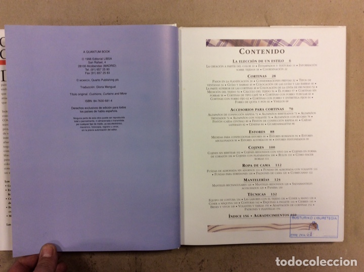 Libros: COJINES Y CORTINAS, TELAS Y COMPLEMENTOS. MYRA DAVDSON. LIBSA 1998 - Foto 3