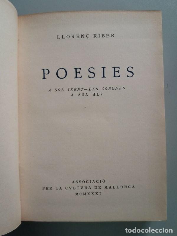 Libros: Poesies. A sol ixent. Les corones. A sol alt. - RIBER, Lloren&ccedil;: - Foto 6
