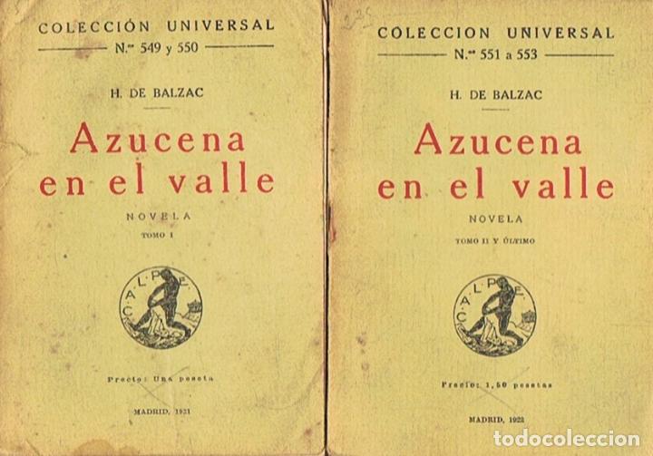 Libros: AZUCENA EN EL VALLE. 2 Tomos. - Balzac. H. de, - Foto 1
