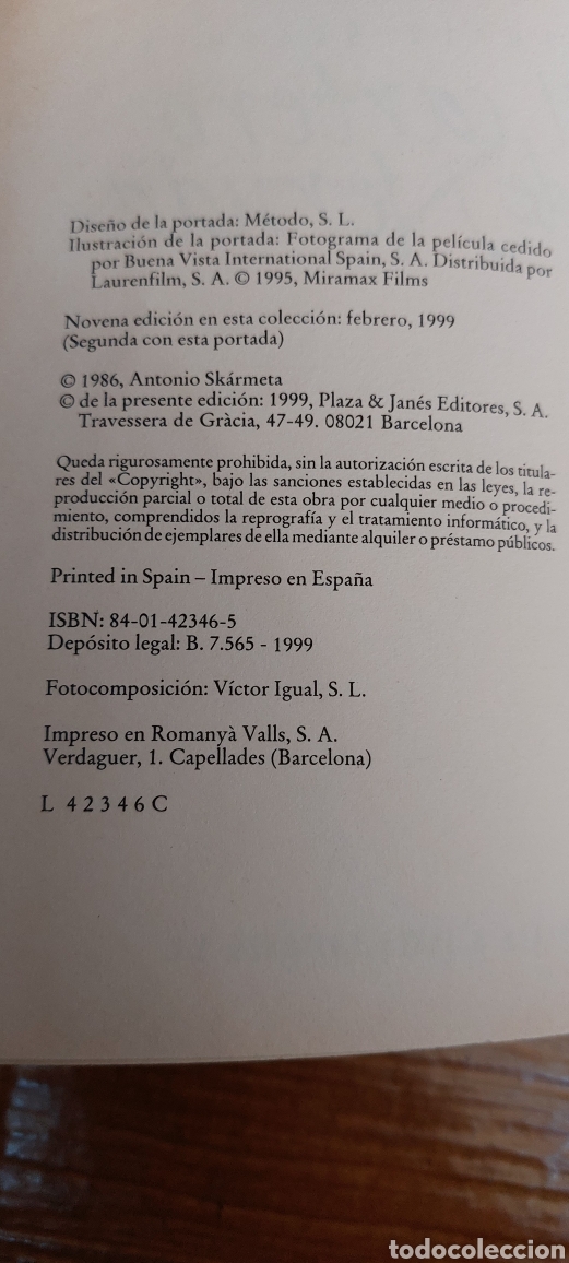Libros: Libro El Cartero de Neruda -Antonio Skarmeta- - Foto 4