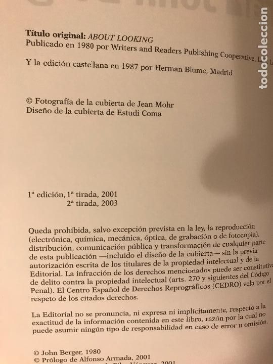Libros: Mirar. John Berger. Gustavo Gili. - Foto 3