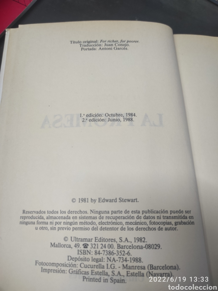 Libros: LA PROMESA EDWARD STEWART A&Ntilde;O 1988 - Foto 3