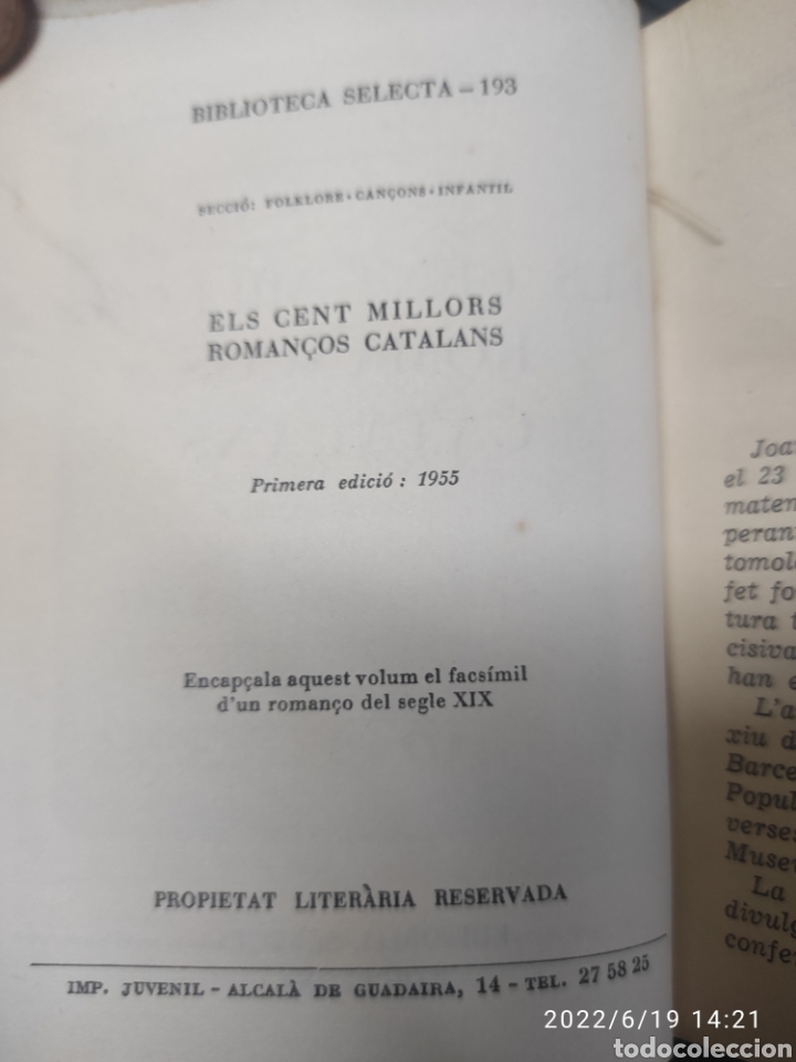 Libros: ELS CENT MILLORS ROMAN&Ccedil;OS CATALANS A&Ntilde;O 1955 - Foto 3