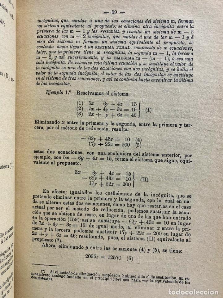 Libros: ELEMENTOS DE ALGEBRA - D. RAFAEL ZAMBRANO Y RUBIO - Foto 3