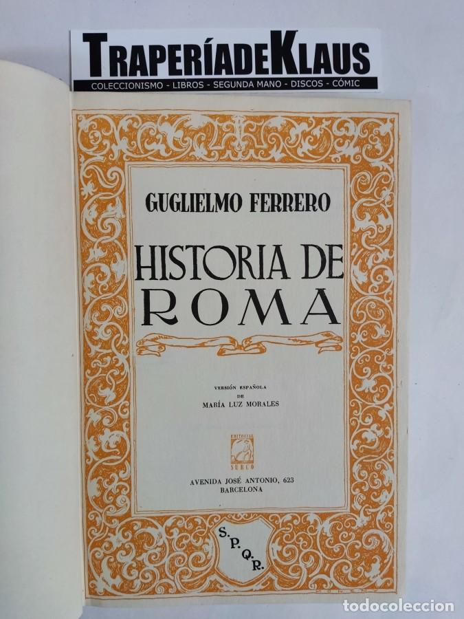 Libros: HISTORIA DE ROMA - GUGLIEMO FERRERO - SURCO - TDK37 - - Foto 2