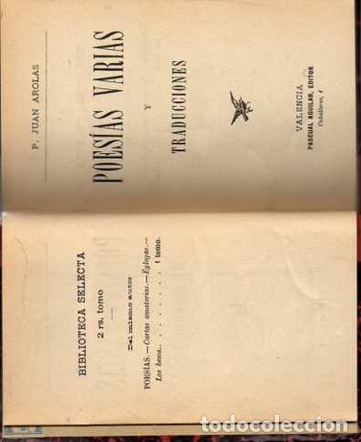 Libros: POESIAS VARIAS Y TRADUCCIONES. - AROLAS, Juan. - Foto 1
