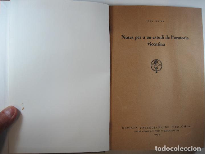 Libros: NOTES PER A UN ESTUDI DE LORATORIA VICENTINA. - FUSTER, JOAN - Foto 3