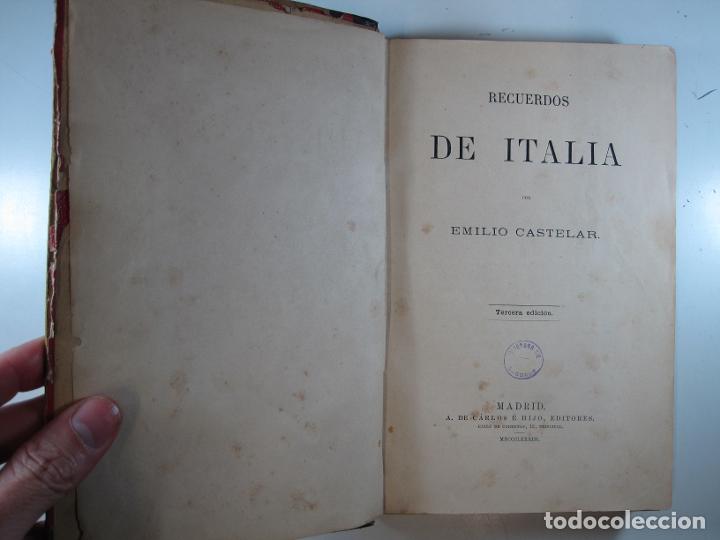 Libros: RECUERDOS DE ITALIA (2 VOL.) - CASTELAR, EMILIO - Foto 2