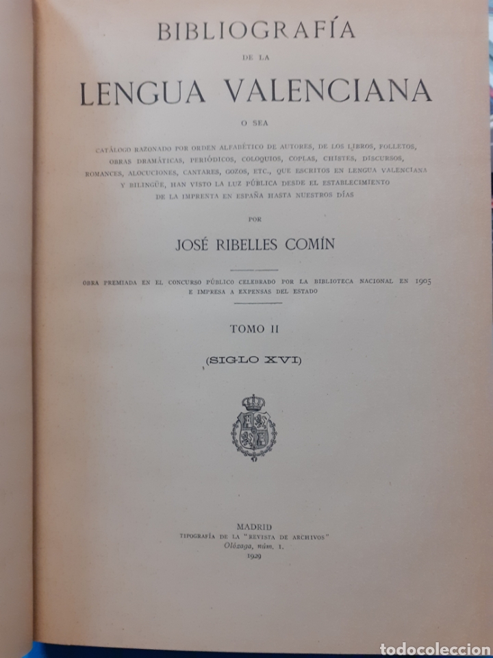 B&uuml;cher: BIBLIOGRAFIA DE LA LENGUA VALENCIANA. Tomo II (Siglo XVI) - RIBELLES COMIN,Jos&eacute;