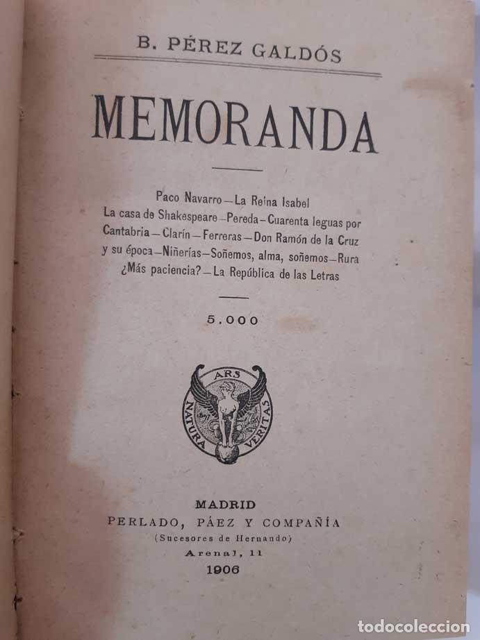 Libros: MEMORANDA - P&Eacute;REZ GALD&Oacute;S, BENITO - Foto 2