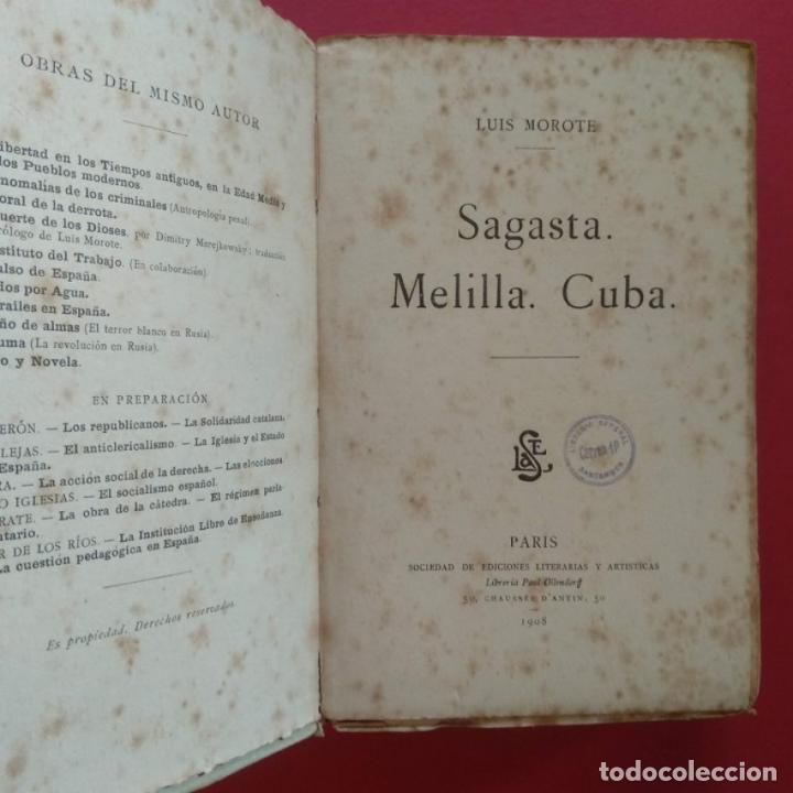 Libros: Sagasta. Melilla. Cuba. - Morote, Luis. - Foto 2