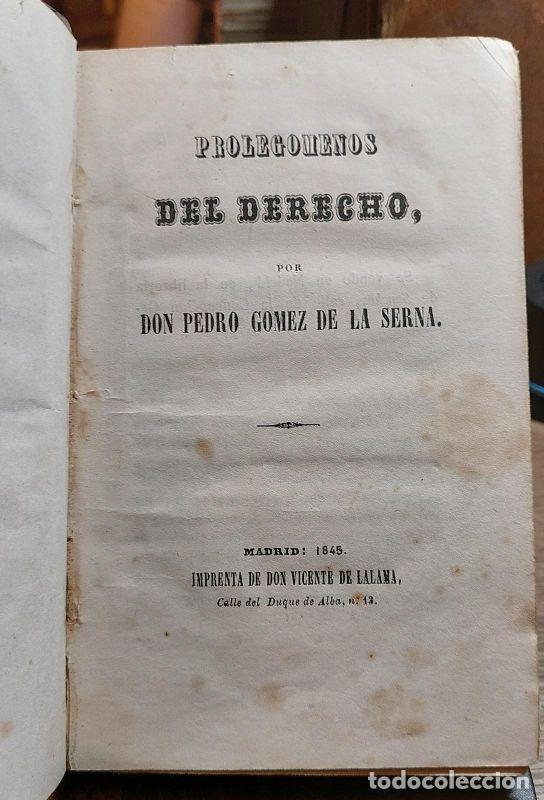 Libros: PROLEGOMENOS DEL DERECHO. - GOMEZ DE LA SERNA, Pedro. - Foto 2
