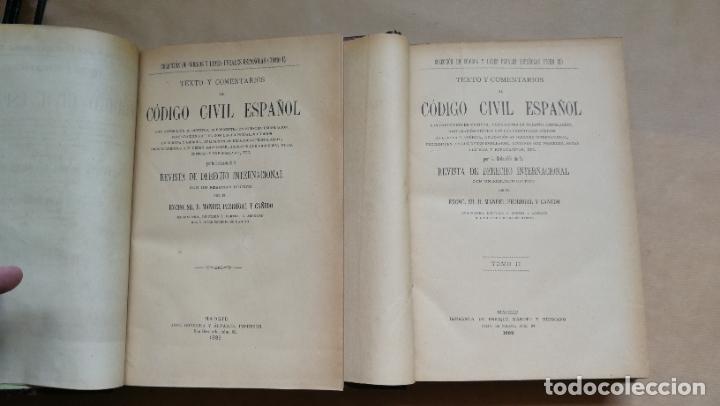 Libros: TEXTO Y COMENTARIOS AL CODIGO CIVIL ESPA&Ntilde;OL. 2 Tomos - . - Foto 1