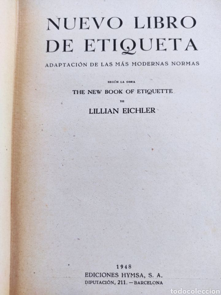 Libros: NUEVO LIBRO DE ETIQUETA- LILLIAN EICHLER 1948 - Foto 2