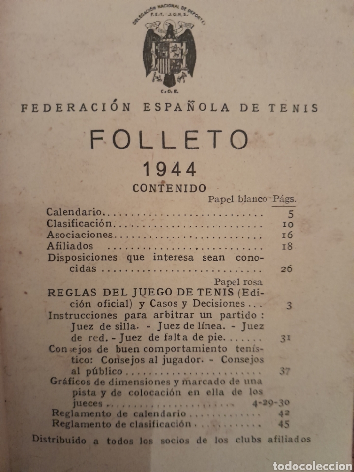 Libros: Federacion espa&ntilde;ola de tenis 1944 - Foto 3