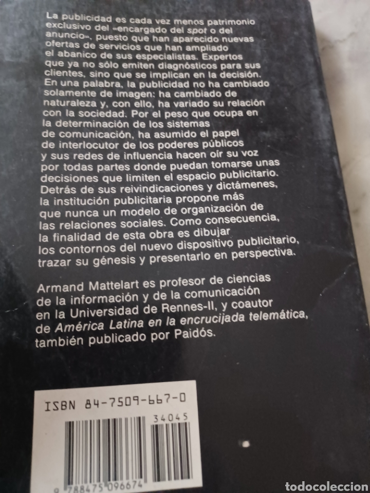 Libros: Barybook C19. La publicidad mattelart Paidos - Foto 2
