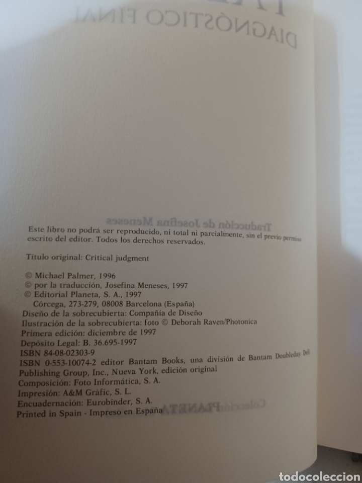 Libros: Barybook 135. Diagn&oacute;stico final Michael Palmer planeta - Foto 4