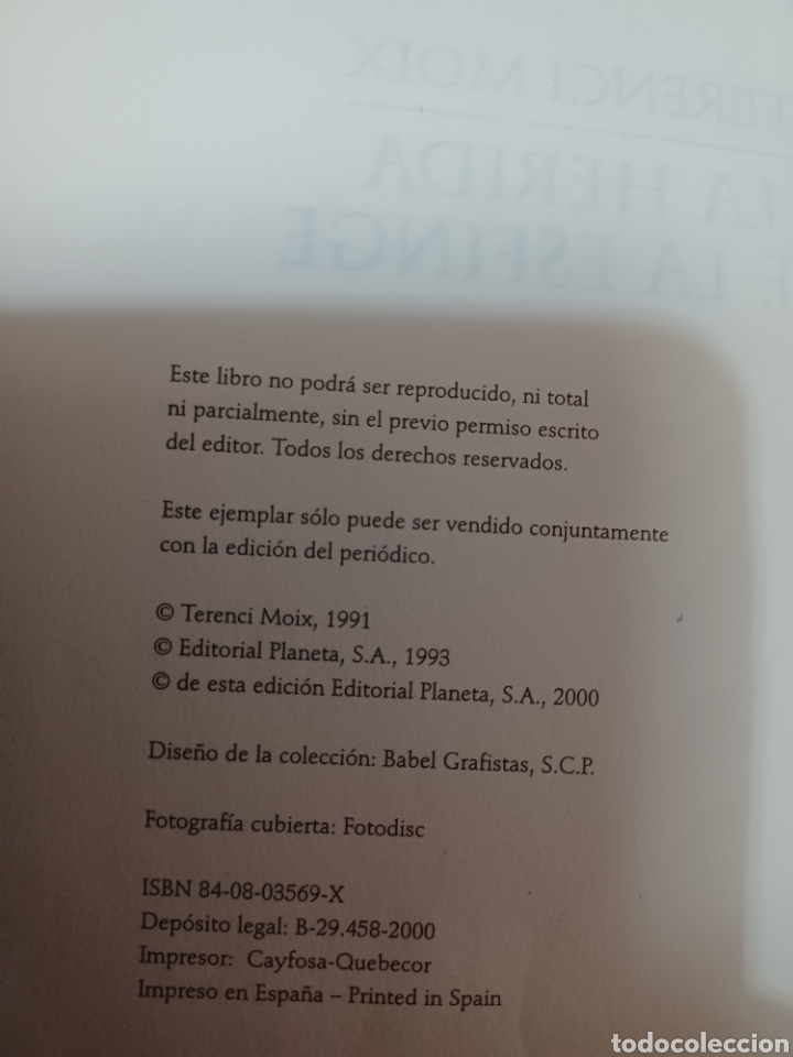 Libros: Barybook C20. La herida de la Esfinge Terenci Moix planeta - Foto 4