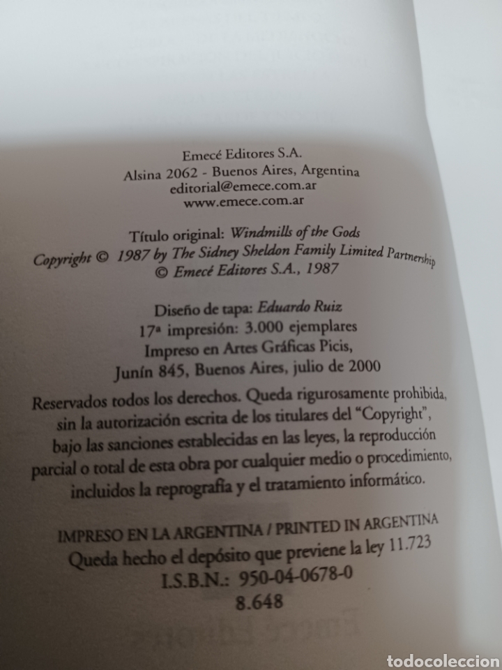 Libros: Barybook 228. El capricho de los dioses Sidney Sheldon Emece - Foto 7