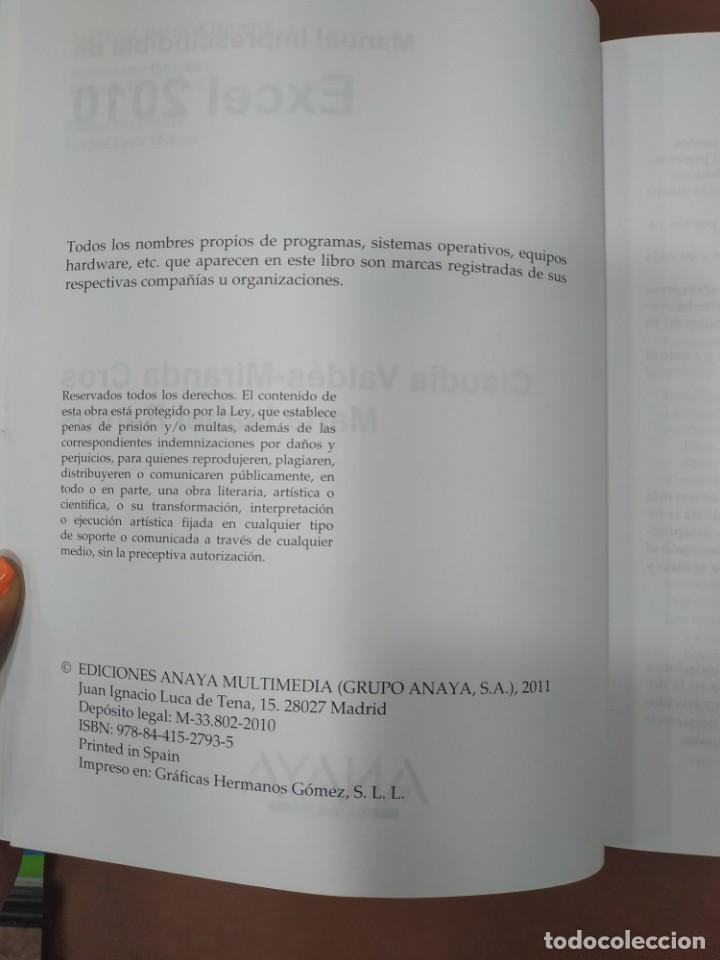Libros: EXCEL 2010 MANUAL IMPRESCINDIBLE ANAYA MICROSOFT OFFICE - Foto 2