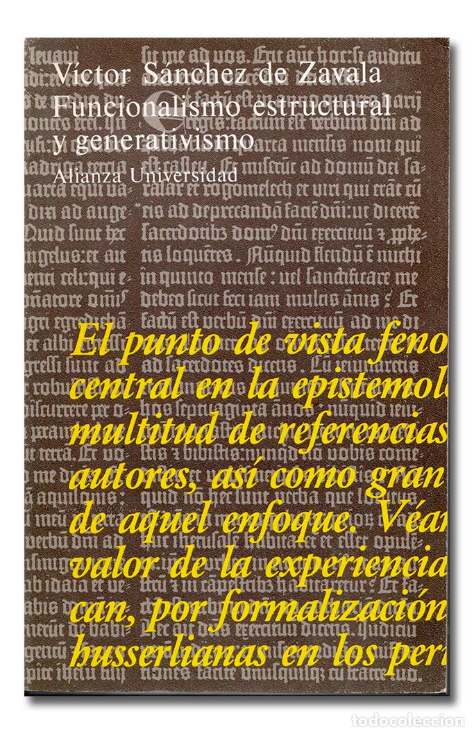 Libros: S&Aacute;NCHEZ DE ZAVALA (V&iacute;ctor). Funcionalismo estructural y generativismo. Dedicatoria aut&oacute;grafa - Foto 1