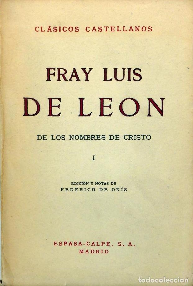 Libros: DE LOS NOMBRES DE CRISTO. 3 Tomos. - Le&oacute;n. Fray Luis de, - Foto 1