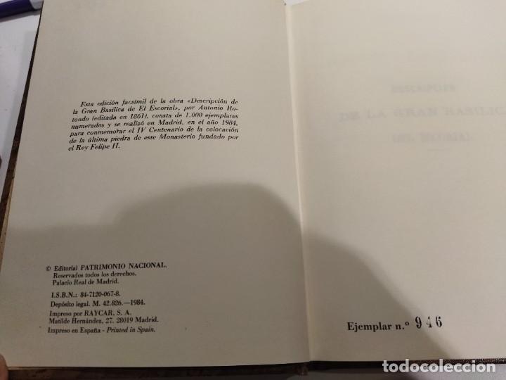Libros: DESCRIPCION DE LA GRAN BASILICA DEL ESCORIAL - ROTONDO , D. ANTONIO - Foto 3