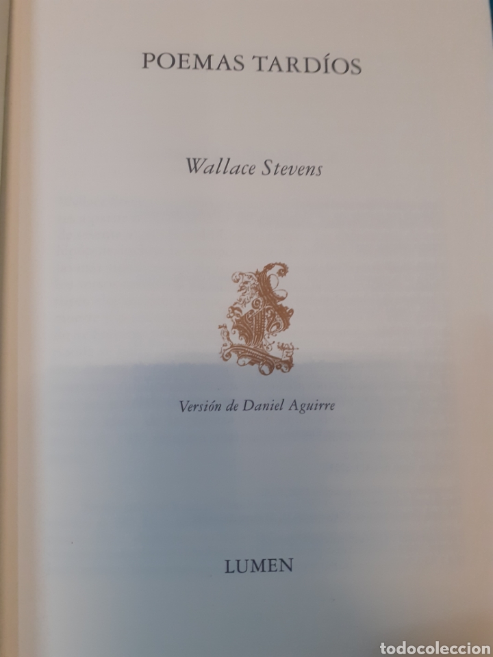 Libros: POEMAS TARDIOS. 1&ordf; Edici&oacute;n - STEVENS,Wallace - Foto 3