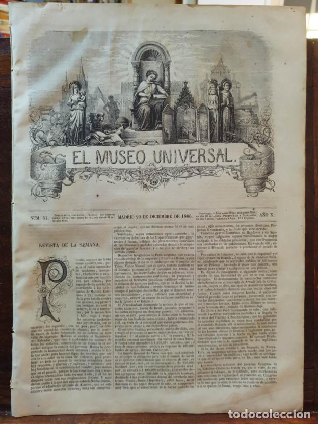 Libros: El museo universal N&ordm;51. 23 de Diciembre de 1866 - Foto 1