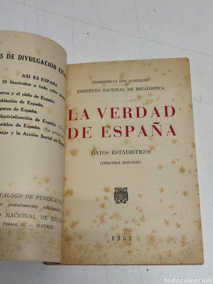 Libros: La verdad de Espa&ntilde;a 1951 Datos estad&iacute;sticos tercera edici&oacute;n - Foto 2