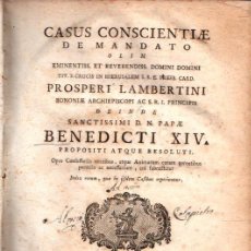 Libros: CASUS CONSCIENTIAE DE MANDATO OLIM EMINENTISS, ET REVERENDISS, DOMINI DOMINI - BENEDICTI XIV. Lote 362871475